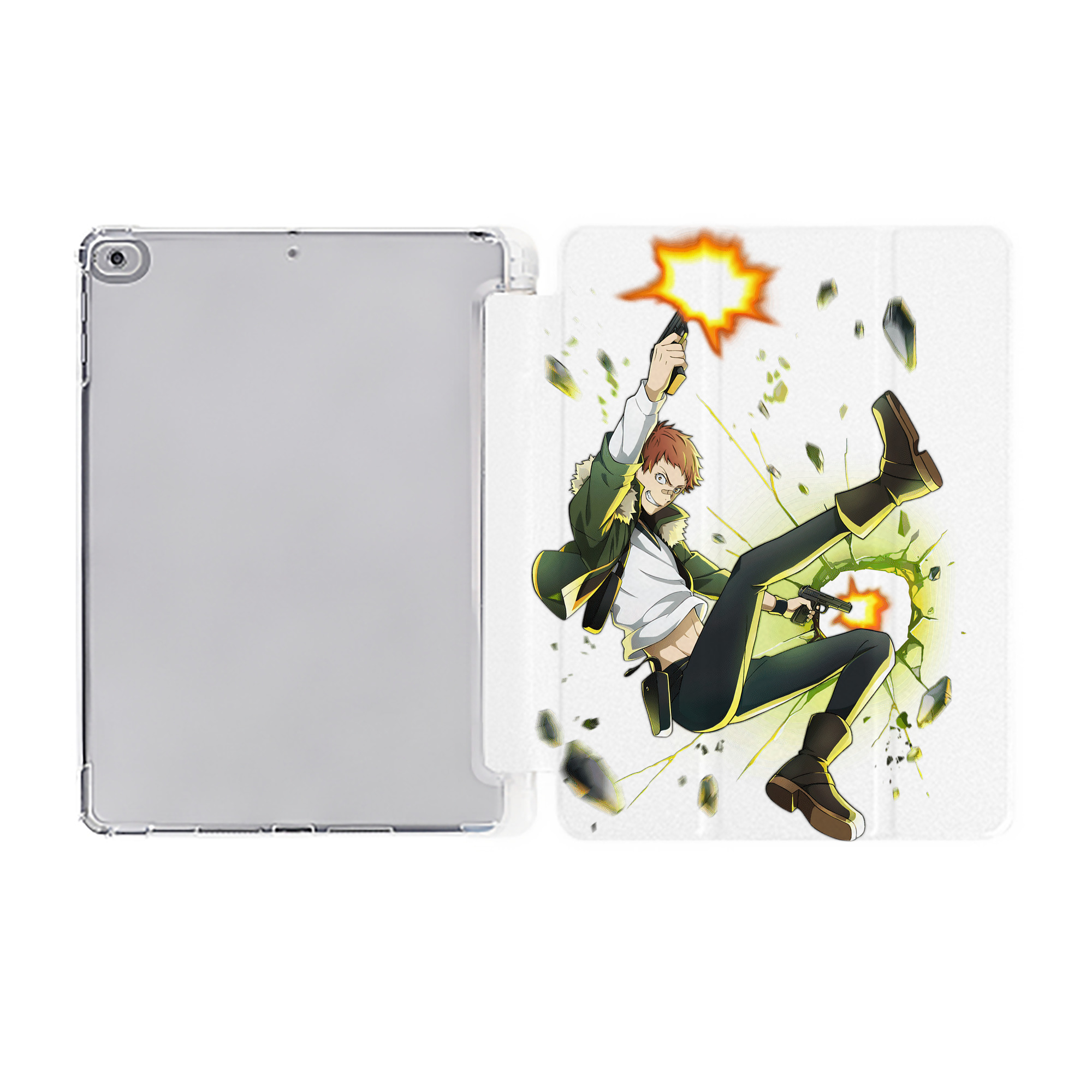 （画像用） 文豪ストレイドッグス Bungo Stray Dogs IPad ケース ペン収納付き 三つ折りスタンド PUレザー×シリコン 対応機種9.5/10.5/10.9インチ